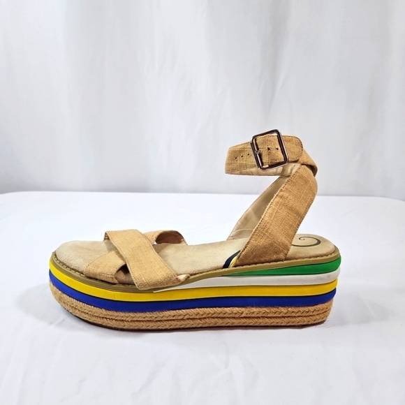 Vogue Tan Cloth Funky Angel Sandals Size 8.5 - Picture 1 of 9